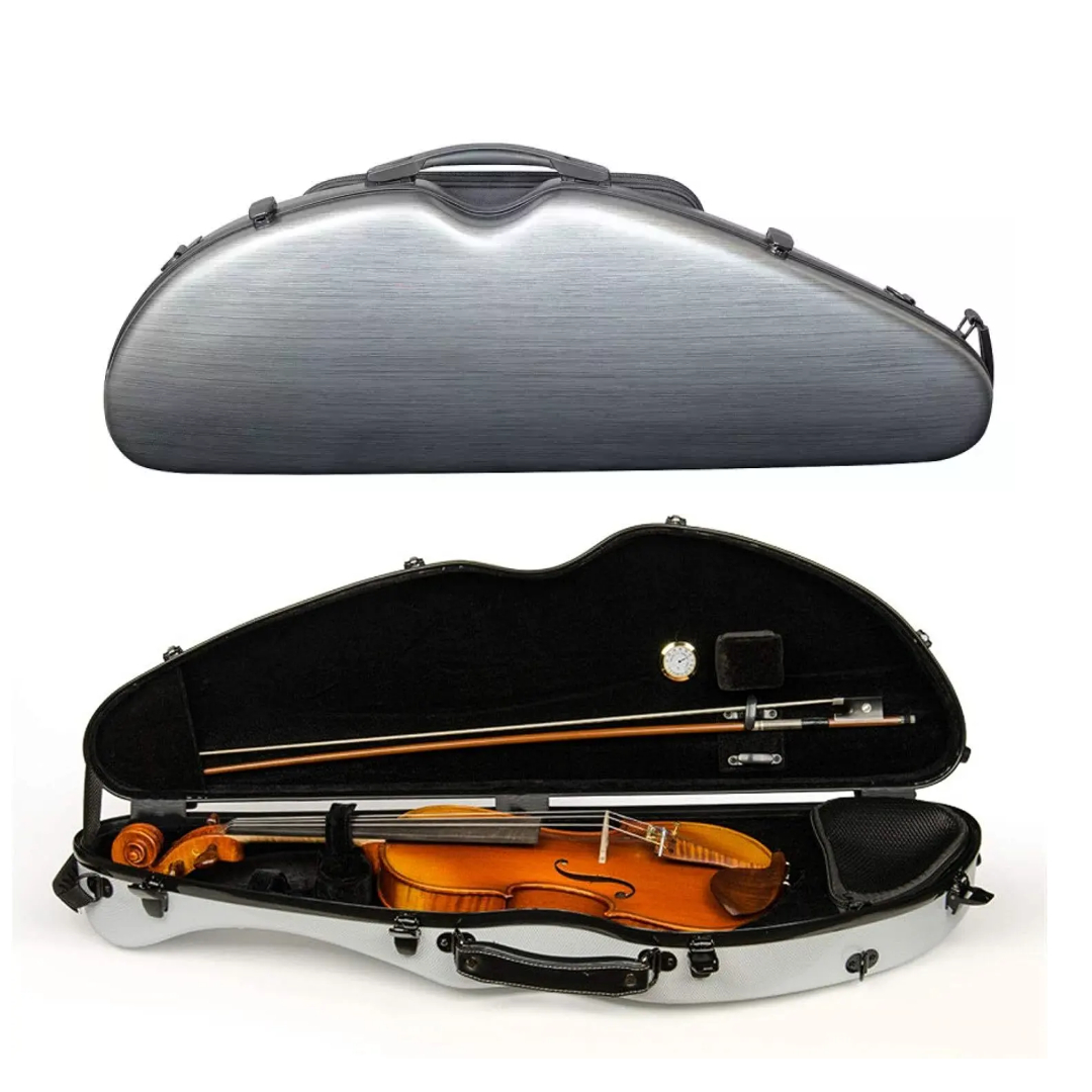 Half Moon Model Violin Case 4/4 Mixed Carbon Fiber Strong & Light case with Hygrometer